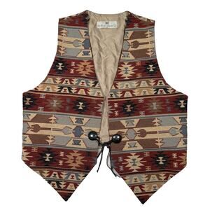 VTG Vi Vi Santa Fe Southwestern Vest Aztec Silver Concho Women's Size Large 90s